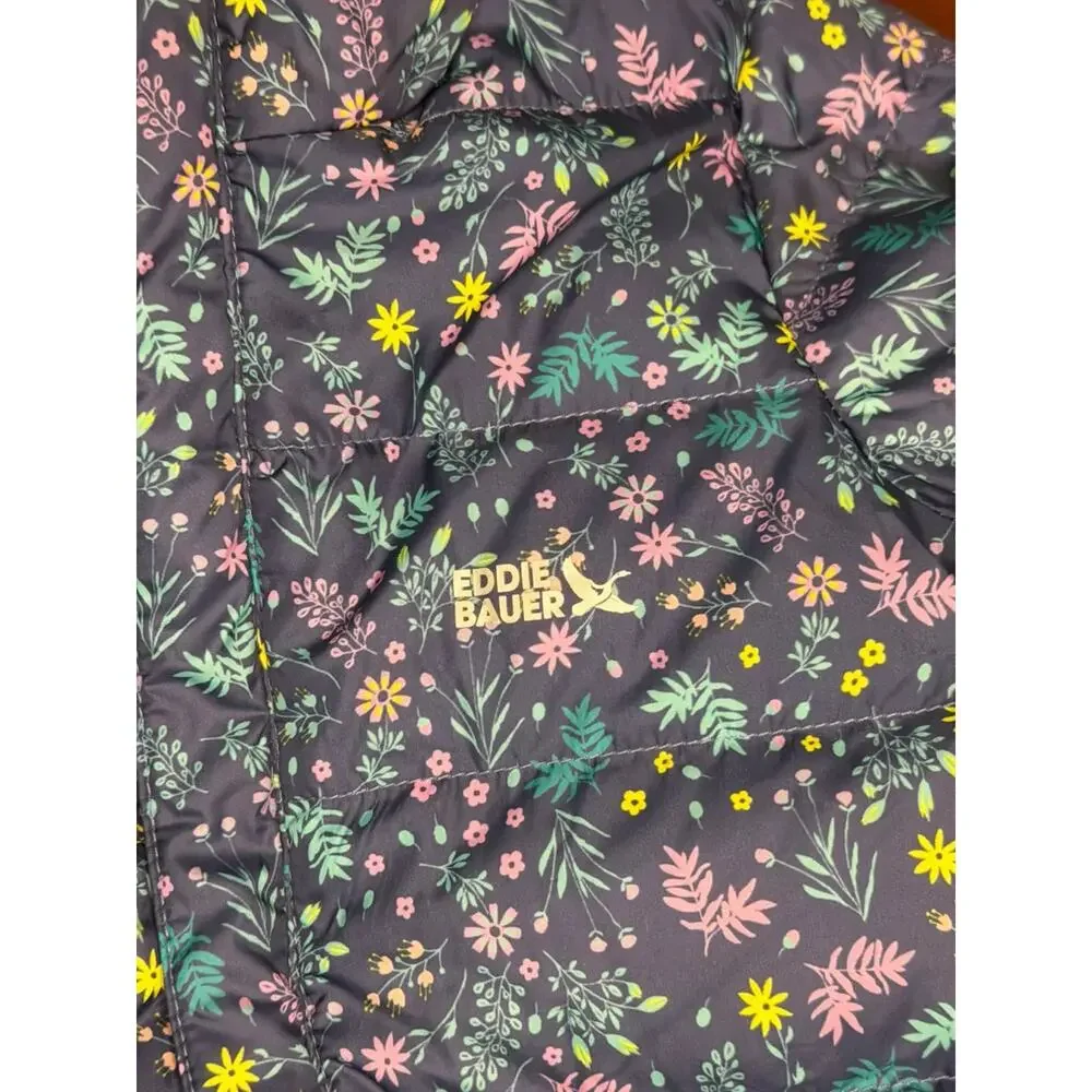 Eddie Bauer Floral Puffer Snowsuit Baby Bunting Navy